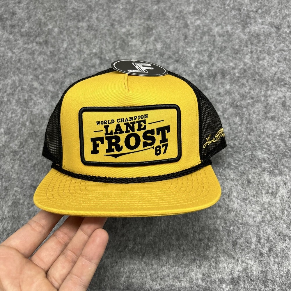 Lane Frost Hat Cap Snap Back Mens One Size Yellow Blaze Trucker Mesh Western